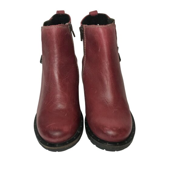 DROMEDARIS Womens Ankle Boots Red Leather Made Portugal Size 6.5/37 - Picture 2 of 11